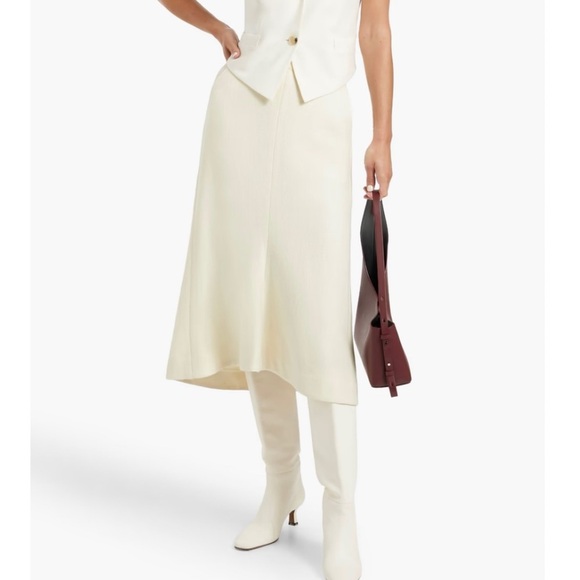 TIBI Wool-blend elegant cream midi skirt NEW - Picture 1 of 8